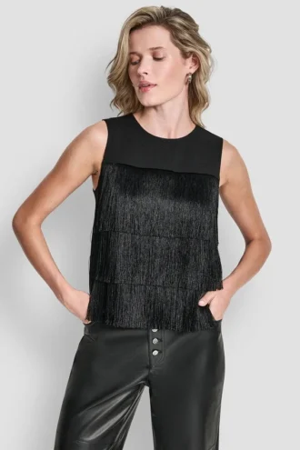 Blusa sin mangas con flecos