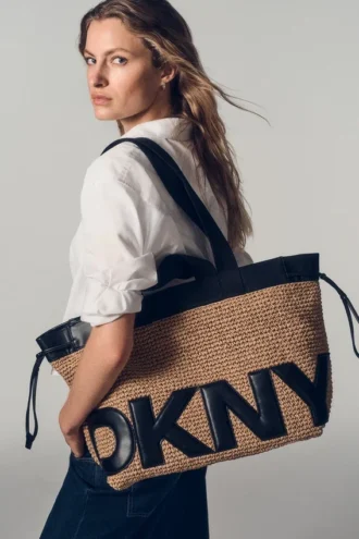 Bolsos Tote de rafia con logotipo Bardot