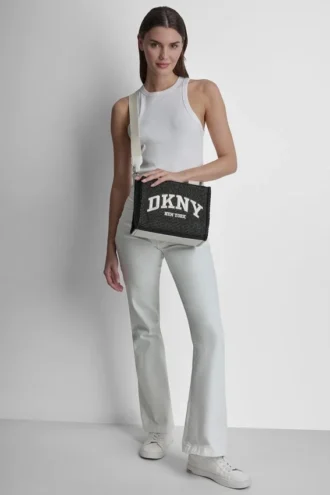 Bolsos Tote pequeños de paja Hadlee con logotipo