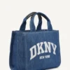 Bolsos Tote pequeños Hadlee con logo en denim Bolsos Tote pequeños Hadlee con logo en denim