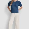 Camisa con mangas abullonadas y fruncido en la parte delantera