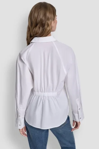 Camisa de manga larga con botones y pedrería