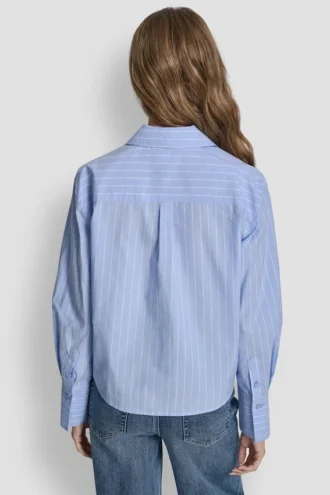 Camisa de popelín con botones y lentejuelas