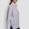 Camisa de popelín de manga larga con botones y pedrería