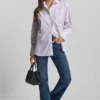 Camisa de popelín de manga larga con botones y pedrería