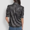 Camisa sin cuello con mangas abullonadas Camisa sin cuello con mangas abullonadas