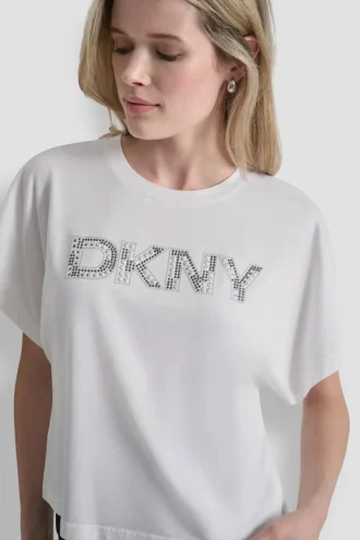 Camiseta con logotipo de cristales