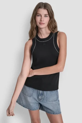 Camiseta de tirantes sin mangas con tachuelas