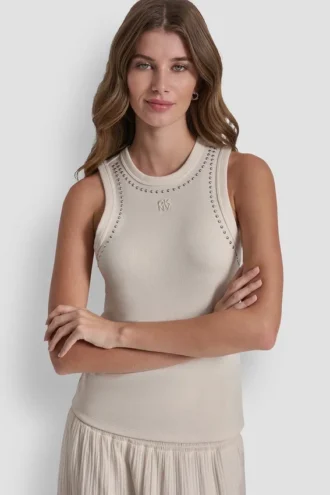 Camiseta de tirantes sin mangas con tachuelas