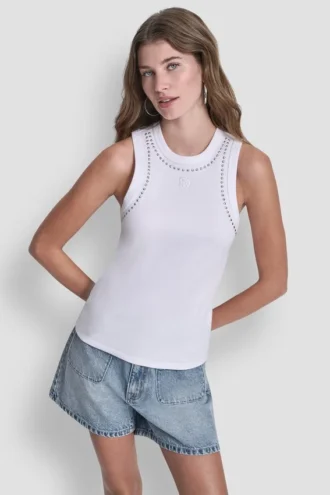 Camiseta de tirantes sin mangas con tachuelas