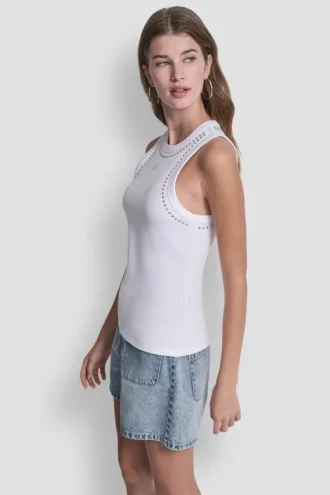 Camiseta de tirantes sin mangas con tachuelas