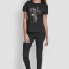 Camiseta motera con tachuelas y estampado Camiseta motera con tachuelas y estampado