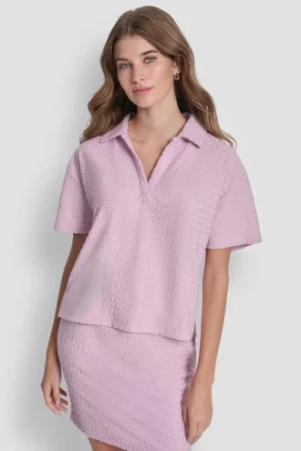 Camiseta polo holgada con logo jacquard