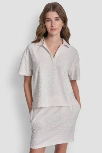 Camiseta polo holgada con logo jacquard