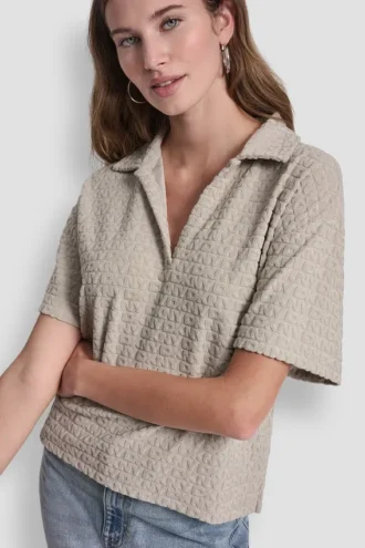 Camiseta polo holgada con logo jacquard