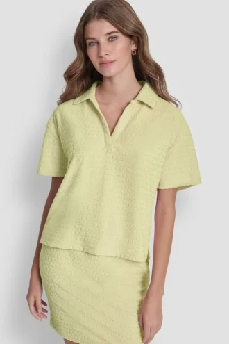 Camiseta polo holgada con logo jacquard
