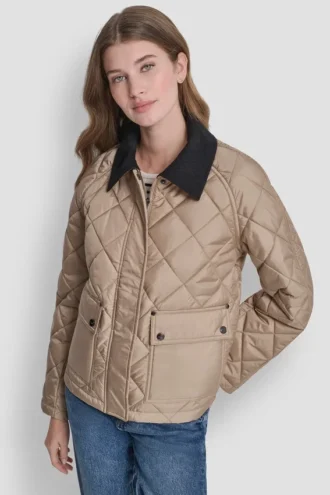 Chaqueta acolchada con cuello en contraste
