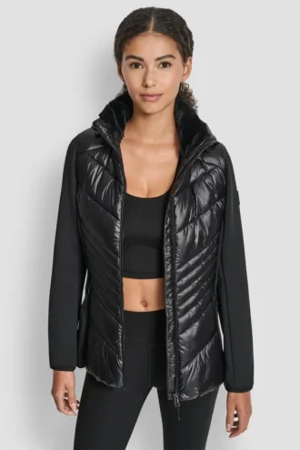 Chaqueta acolchada con mezcla de neopreno y diseño en zigzag