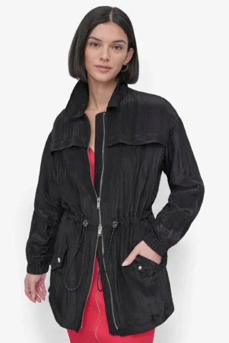 Chaqueta anorak de manga larga con textura
