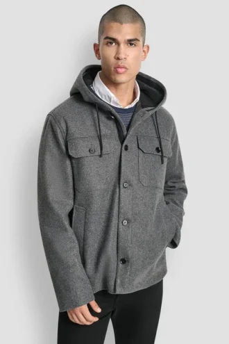 Chaqueta con capucha de imitación de lana