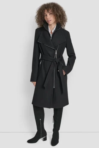 Chaqueta cruzada de lana con inserciones Chaqueta cruzada de lana con inserciones