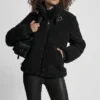 Chaqueta de sherpa con cremallera y cuello con hebillas