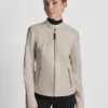 Chaqueta motera de piel sintética con cuello abotonado Chaqueta motera de piel sintética con cuello abotonado