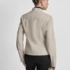 Chaqueta motera de piel sintética con cuello abotonado Chaqueta motera de piel sintética con cuello abotonado