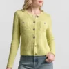 Cárdigan de cuello redondo con punto Tuck