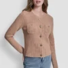 Cárdigan de cuello redondo con punto Tuck