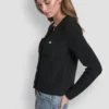 Cárdigan de cuello redondo con punto Tuck Cárdigan de cuello redondo con punto Tuck