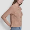 Cárdigan de cuello redondo con punto Tuck