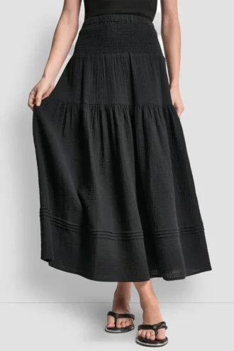 Falda Maxi con volantes y cintura fruncida