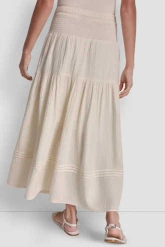 Falda Maxi con volantes y cintura fruncida
