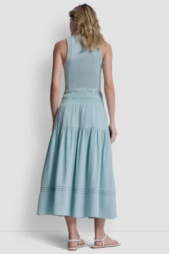 Falda Maxi con volantes y cintura fruncida