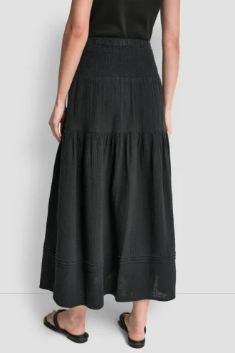 Falda Maxi con volantes y cintura fruncida