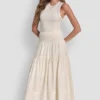 Falda Maxi con volantes y cintura fruncida Falda Maxi con volantes y cintura fruncida