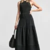 Falda Maxi con volantes y cintura fruncida Falda Maxi con volantes y cintura fruncida