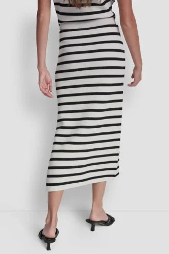 Falda midi a rayas con aberturas laterales