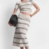Falda midi de rayas con punto calado Falda midi de rayas con punto calado