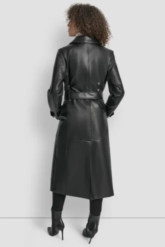 Gabardina larga de imitación de piel Gabardina larga de imitación de piel