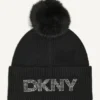 Gorro Disco DKNY con pompón de piel sintética Gorro Disco DKNY con pompón de piel sintética