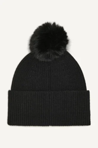 Gorro Disco DKNY con pompón de piel sintética