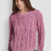 Jersey de manga larga y cuello redondo con costuras con flecos