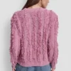 Jersey de manga larga y cuello redondo con costuras con flecos