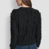 Jersey de manga larga y cuello redondo con costuras con flecos Jersey de manga larga y cuello redondo con costuras con flecos