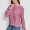 Jersey de manga larga y cuello redondo con costuras con flecos