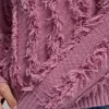 Jersey de manga larga y cuello redondo con costuras con flecos