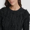 Jersey de manga larga y cuello redondo con costuras con flecos Jersey de manga larga y cuello redondo con costuras con flecos