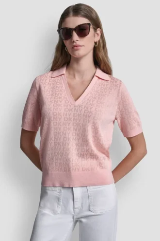 Jerséis con cuello polo y logotipo de pedrería